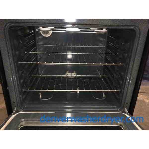 Gently Used GE Stainless Glass-Top Stove, Electric, 30″ Freestanding, 1-Year Warranty