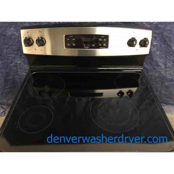 Gently Used GE Stainless GlassTop Stove, Electric, 30" Freestanding, 1Year Warranty 3631