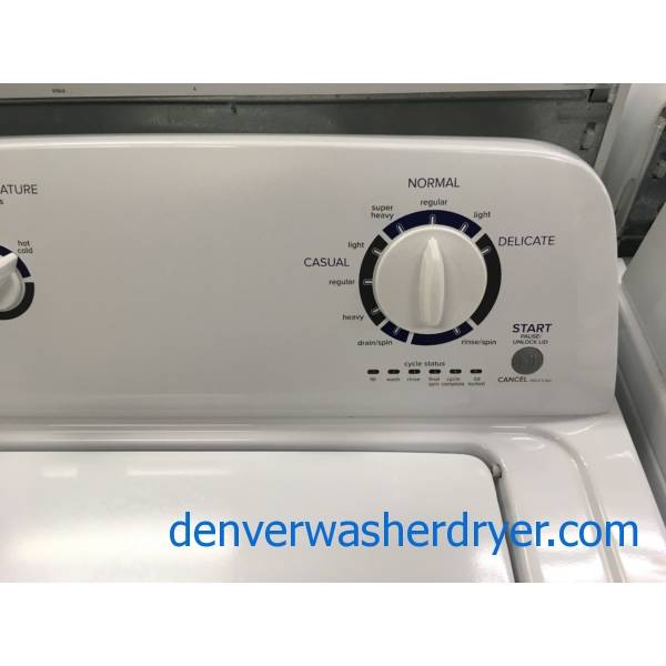 Lightly Used Amana Top-Load Washer, GE White Glass Top Range, Brand New Amana White Top Mount Refrigerator, Quality Refurbished, 1-Year Warranty!