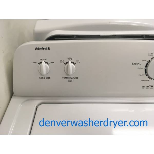 Admiral Top-Load Washer, Agitator, 3.6 Cu.Ft. Capacity, Adjust Load Size, 27″ Wide, Quality Refutbished, 1-Year Warranty!