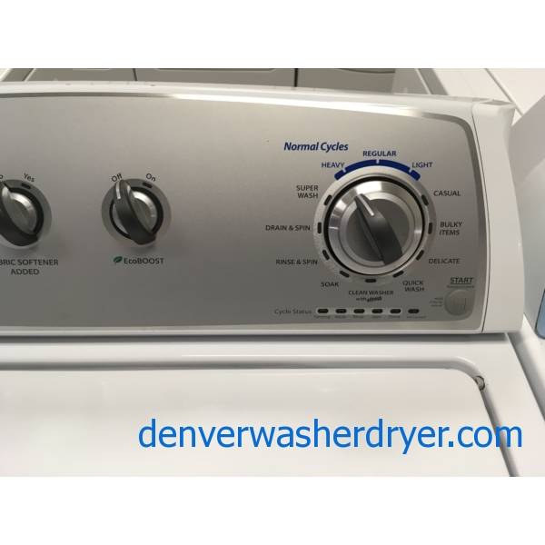 Top-Load Whirlpool Washer, HE, 3.6 Cu.Ft. Capacity, Wash-Plate Style, EcoBOOST Option, 28″ Wide, Quality Refurbished, 1-Year Warranty!