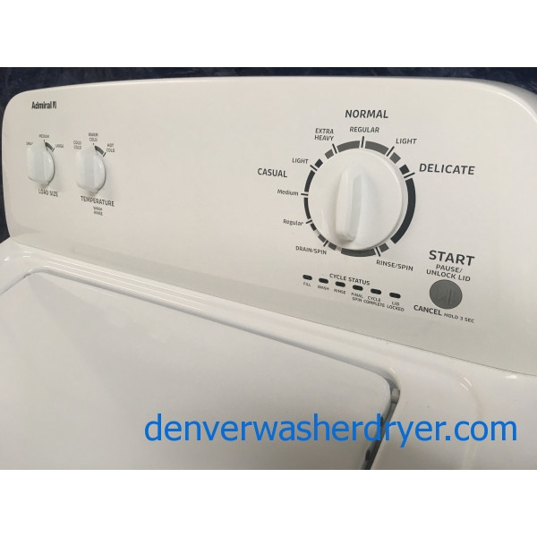 Full-Sized Admiral Washing Machine, Agitator, Clean and Good Working, 1-Year Warranty