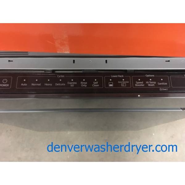 Black Stainless SAMSUNG Dishwasher, 24″ Wide, Built-In, 2 Racks, Rinse-Aid, ZoneBooster, Energy-Star Rated, Touch Controls, Whirlpool Top Mount Stainless Steel Refrigerator, Quality Refurbished, 1-Year Warranty!