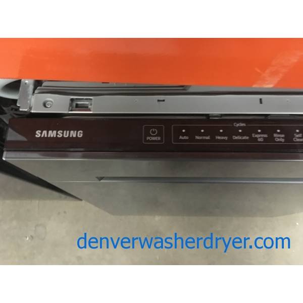 Black Stainless SAMSUNG Dishwasher, 24" Wide, BuiltIn, 2 Racks, Rinse