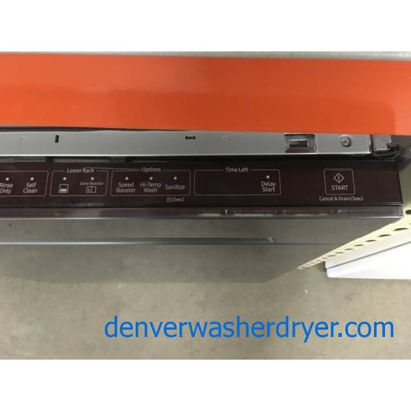 Black Stainless SAMSUNG Dishwasher, 24" Wide, BuiltIn, 2 Racks, Rinse