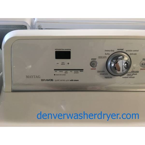 Maytag Bravos Washer and Dryer Set, HE, Electric, Wrinkle Control