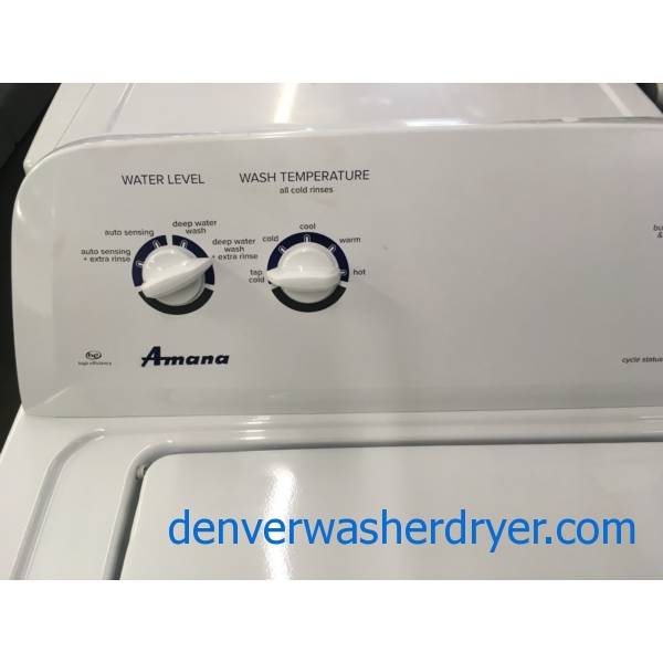Amana TopLoad Washer and Dryer Set, HE, Agitator, Bleach Dispenser, AutoLoad Sensing, Quality