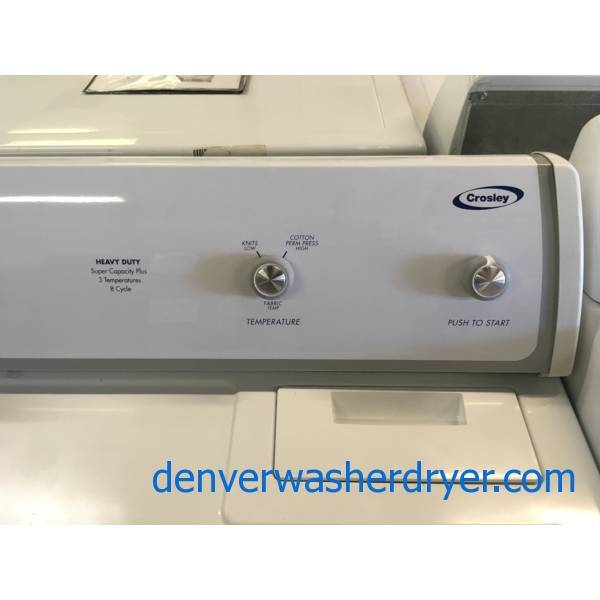 Crosley TopLoad Washer and Dryer Set, Agitator, Bleach Dispenser
