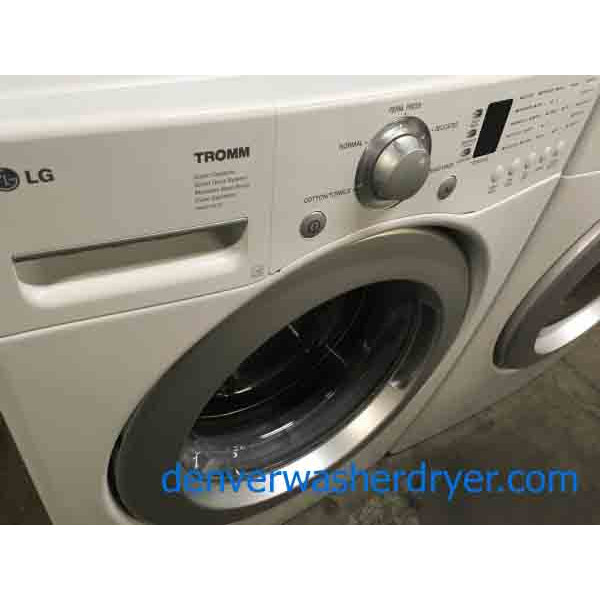 LG Tromm, White, FrontLoader, and Stackable Washer & Dryer Set, 1Year