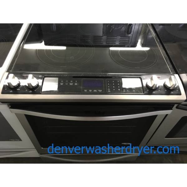 Whirlpool Stainless Steel Glass-Top Slide in Range, 1-Year Warranty!