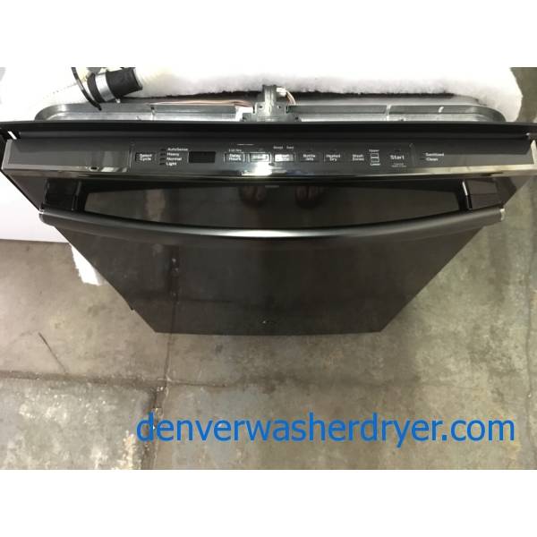 GE Black Stainless Dishwasher, Stainless Tub, Steam, Wash Zones, Sanitize, AutoSense, 3 Racks, Quality Refurbished, 1-Year Warranty!