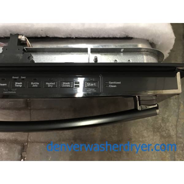 GE Black Stainless Dishwasher, Stainless Tub, Steam, Wash Zones