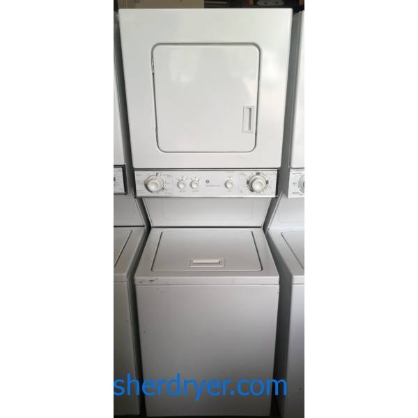 Unitized 24" Wide GE Laundry Center, White, Agitator, HeavyDuty, De