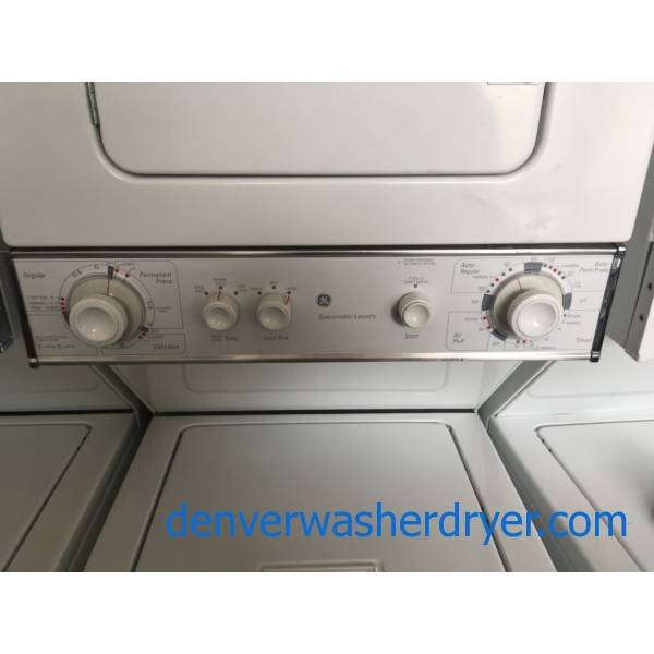 Unitized 24" Wide GE Laundry Center, White, Agitator, HeavyDuty, De