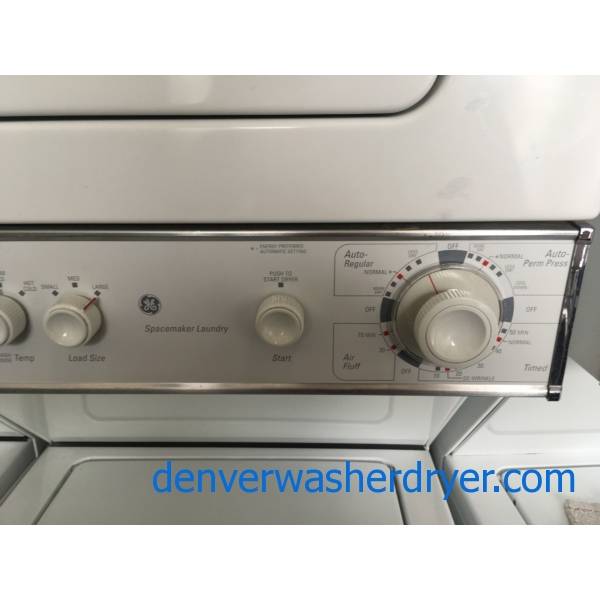 Unitized 24" Wide GE Laundry Center, White, Agitator, HeavyDuty, De