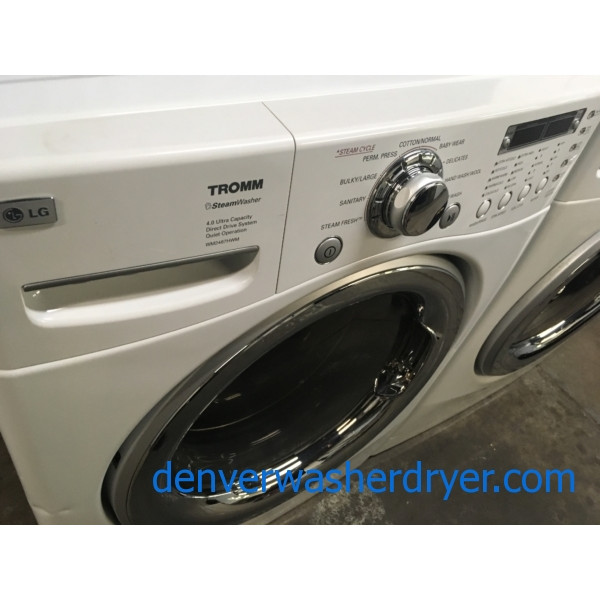 LG 27″ Front-Load Direct-Drive Washer w/Steam, and Gas w/Steam Dryer Set, 1-Year Warranty