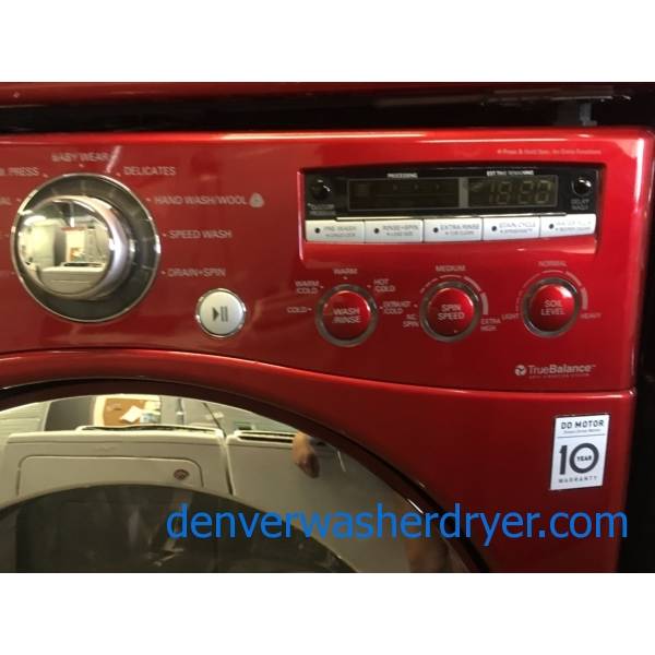 LG Wild Cherry Red FrontLoad Set, HE, AutoLoad Sensing, 220V