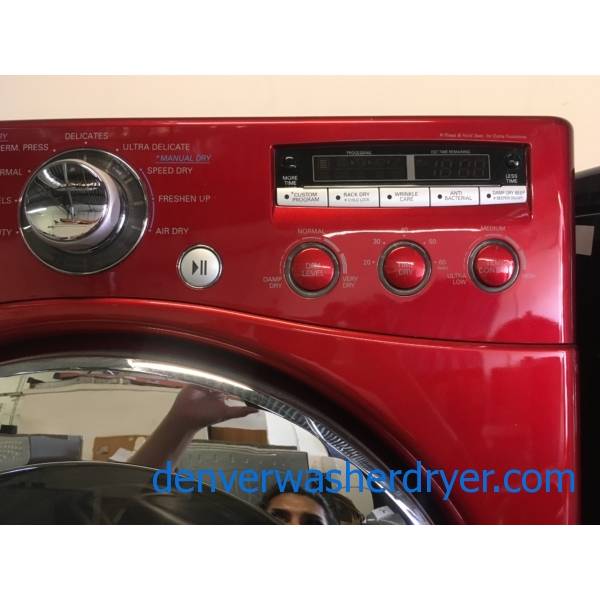 LG Wild Cherry Red FrontLoad Set, HE, AutoLoad Sensing, 220V