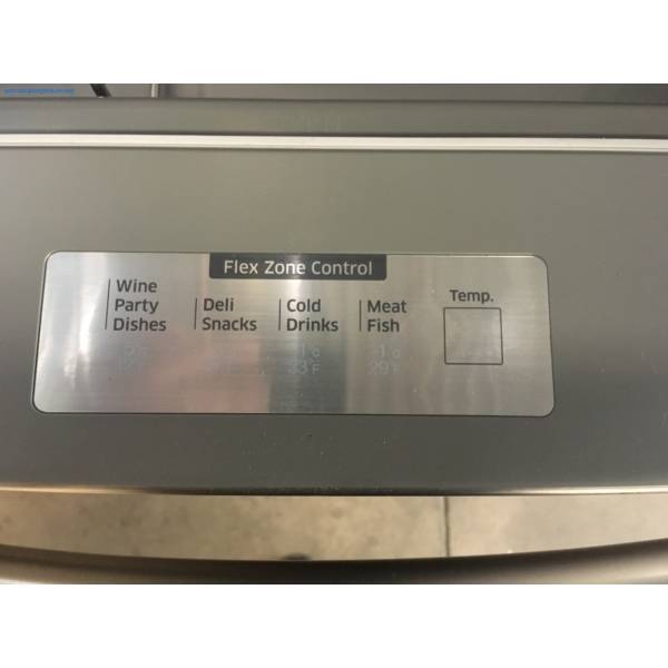 NEW! Flawless Samsung French-Door Refrigerator, Stainless, FlexZone Drawer, 36″ Wide, 1-Year Warranty!