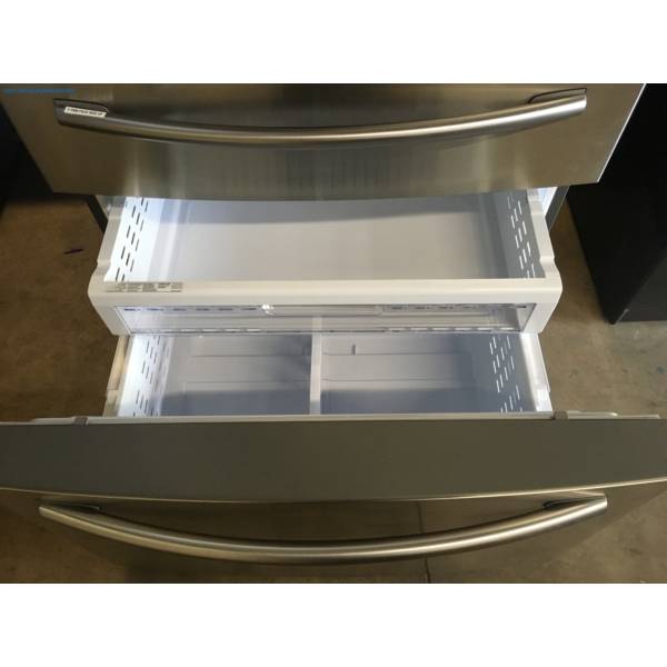 NEW! Flawless Samsung French-Door Refrigerator, Stainless, FlexZone Drawer, 36″ Wide, 1-Year Warranty!