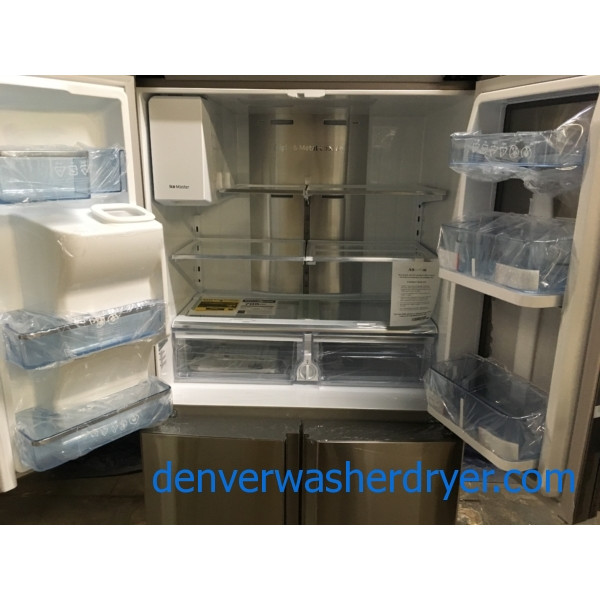 NEW Stainless Samsung 36" CounterDepth 4Door w/ French Door Refrigerator, (22 Cu. Ft.), 1Year