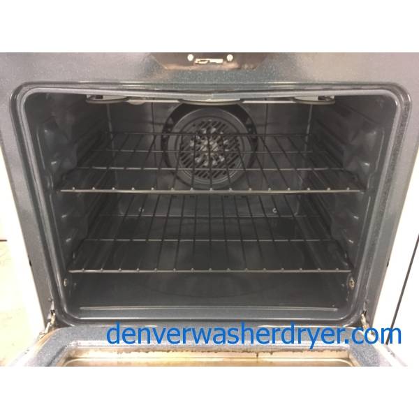 Electric GE White Range, Glass-Top, Self-Cleaning, 5 Burners, Proof Feature, Quality Refurbished, 1-Year Warranty!