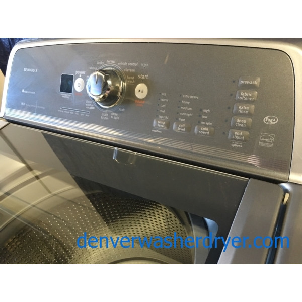 27″ Maytag Bravos X Series, Energy Star Washer & Electric Dryer Set, 1-Year Warranty