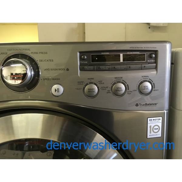 LG Graphite Front-Load Washer w/ Pedestal, TrueSteam, Sanitary and Allergiene Cycles, Stainless Drum, Quality Refurbished, 1-Year Warranty!
