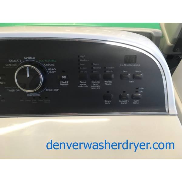Whirlpool Cabrio Washer and Dryer, Wash-Plate Style, See-Through Lids, Deep Water Wash Cycle, EcoBoost, Sanitize, Wrinkle Shield, Quality Refurbished, 2-Year Warranty!