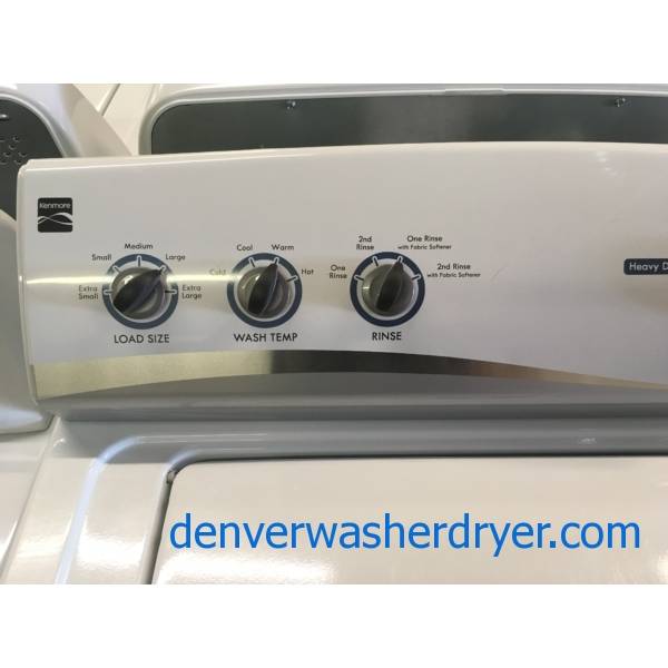 HeavyDuty Kenmore Washer and Dryer Set, Frigidare White Glass Top