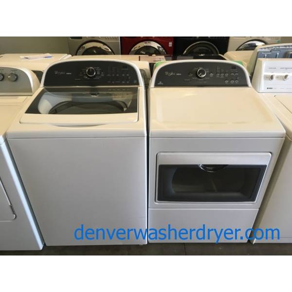 Whirlpool Cabrio Washer and Dryer, Wash-Plate Style, See-Through Lids, Deep Water Wash Cycle, EcoBoost, Sanitize, Wrinkle Shield, Quality Refurbished, 2-Year Warranty!