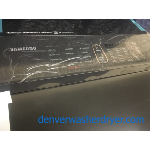 BRAND-NEW HE Samsung Direct-Drive with Steam Washer & Electric with Steam Dryer Set, Black Stainless, 1-Year Warranty