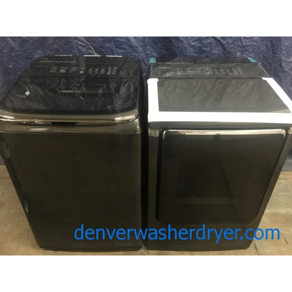 BRAND-NEW HE Samsung Direct-Drive with Steam Washer & Electric with Steam Dryer Set, Black Stainless, 1-Year Warranty