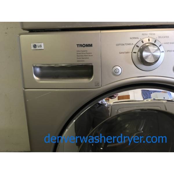 Grey LG Front Load Washer Dryer Set Quality Refurbished 1-Year Warranty