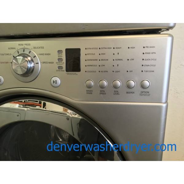 Grey LG Front Load Washer Dryer Set Quality Refurbished 1-Year Warranty