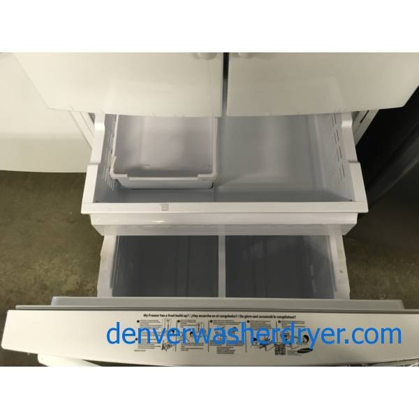 NEW WHITE Scratch & Dent Samsung French Door 30″ Wide Counter Depth Refridgerator, 1-Year Warranty