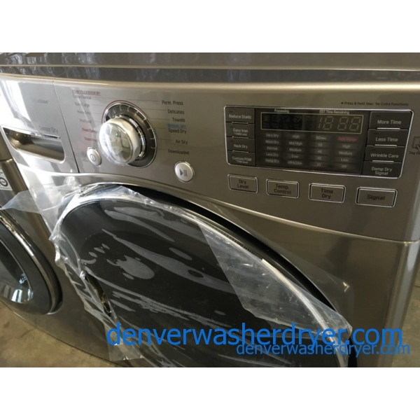 BRAND-NEW LG 27″ Stackable HE Front-Load Direct-Drive Steam Washer & *GAS* w/Steam Dryer, 1-Year Warranty