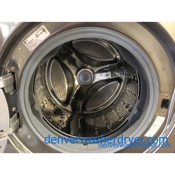 BRAND-NEW LG 27″ Stackable HE Front-Load Direct-Drive Steam Washer & *GAS* w/Steam Dryer, 1-Year Warranty