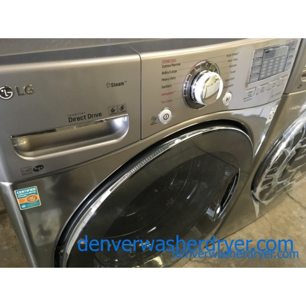 BRAND-NEW LG 27″ Stackable HE Front-Load Direct-Drive Steam Washer & *GAS* w/Steam Dryer, 1-Year Warranty