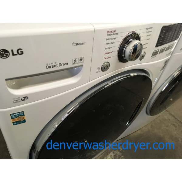 BRAND-NEW 27″ LG HE Front-Load Steam Washer & *GAS* Dryer with Steam, 1-Year Warranty