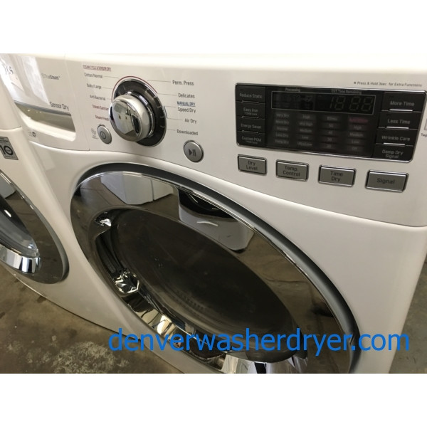 BRAND-NEW HE 27″ LG Stackable Front-Load Steam Washer & *GAS* w/Steam Dryer Set w/Pedestals, 1-Year Warranty
