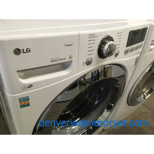 BRAND-NEW HE 27″ LG Stackable Front-Load Steam Washer & *GAS* w/Steam Dryer Set w/Pedestals, 1-Year Warranty