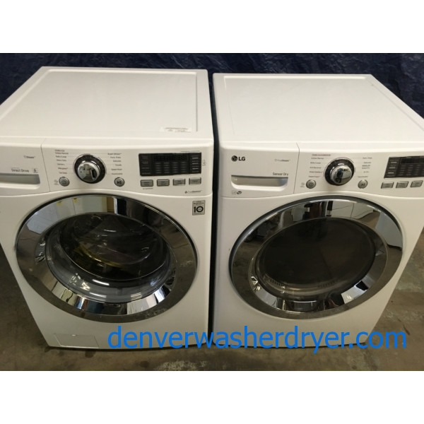 BRAND-NEW HE 27″ LG Stackable Front-Load Steam Washer & *GAS* w/Steam Dryer Set w/Pedestals, 1-Year Warranty