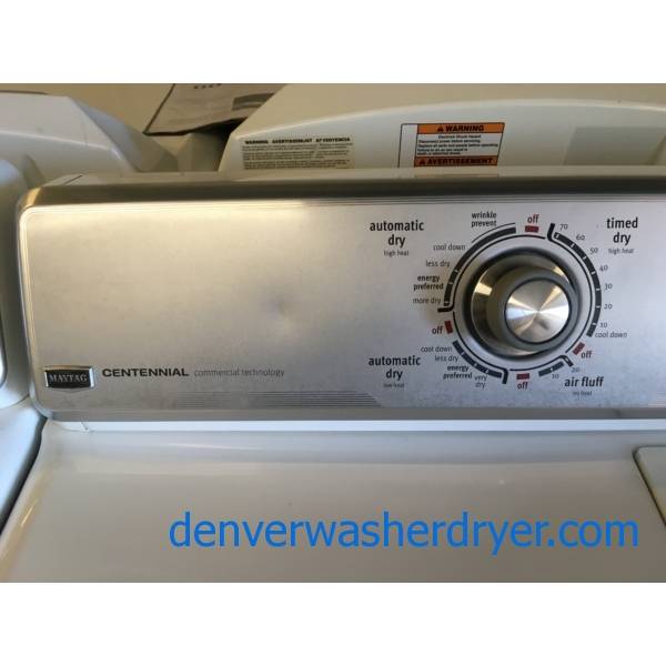 Maytag Centennial Top-Load Washer and Dryer Set, Heavy-Duty, Auto-Load Sensing, HE, Wrinkle Prevent Option, Quality Refurbished, 1-Year Warranty!