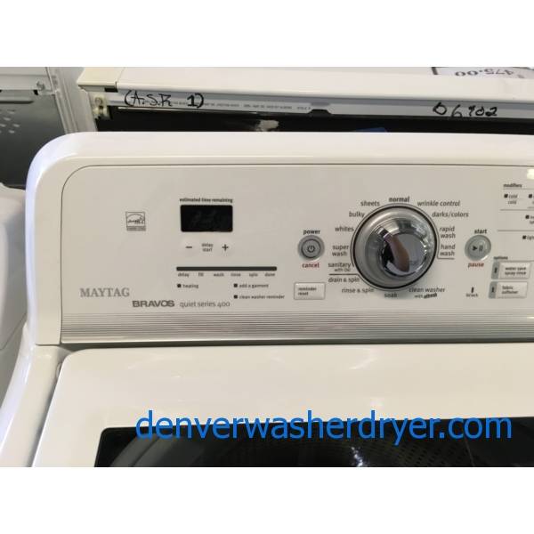 Great Maytag Bravos Washer and Dryer Set, Sanitary Cycle, Steam Feature, Wrinkle Prevent, HE, Wash-Plate Style, Quality Refurbished, 1-Year Warranty!