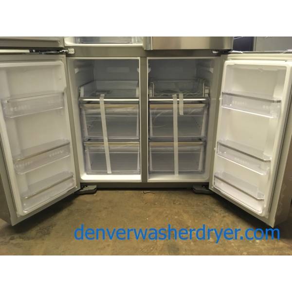NEW Stainless Samsung Flex 4 Door French Refrigerator, Flex Zone, Food Showcase, 27.8 Cu.Ft. Capacity, 1-Year Warranty!