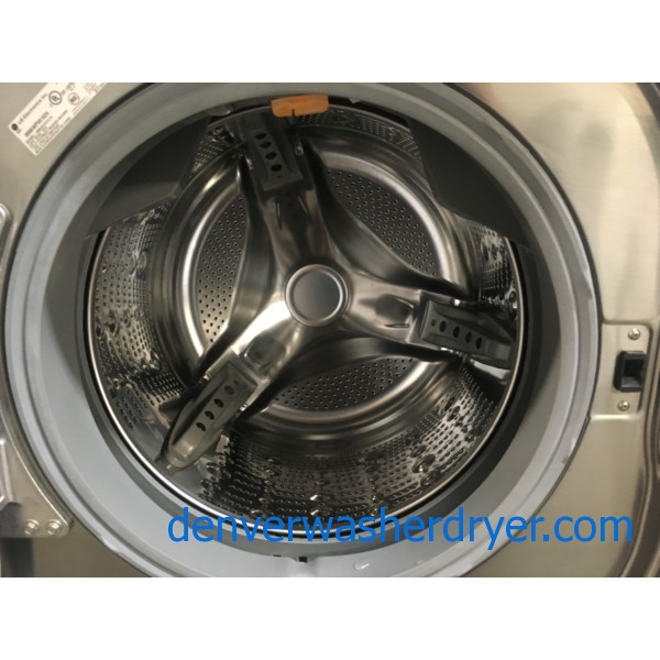 Quality Refurbished 27″ LG Front-Load Stackable HE Direct-Drive Steam Washer & Electric 220v Steam Dryer Set, 1-Year Warranty