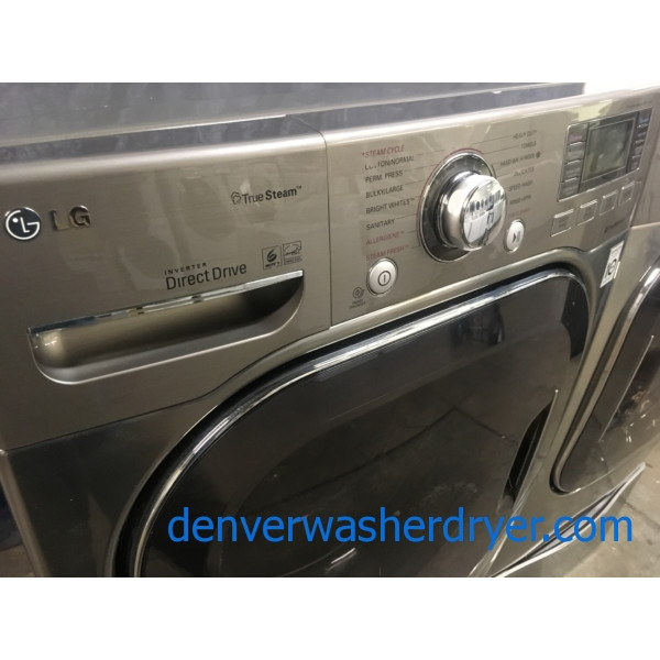 Quality Refurbished 27″ LG Front-Load Stackable HE Direct-Drive Steam Washer & Electric 220v Steam Dryer Set, 1-Year Warranty