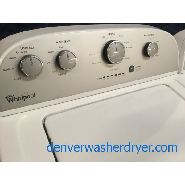 Wonderfully *Used* Whirlpool 27″ Top-Load Washer with Agitator & Electric Dryer Set, Quality Refurbished, 1-Year Warranty