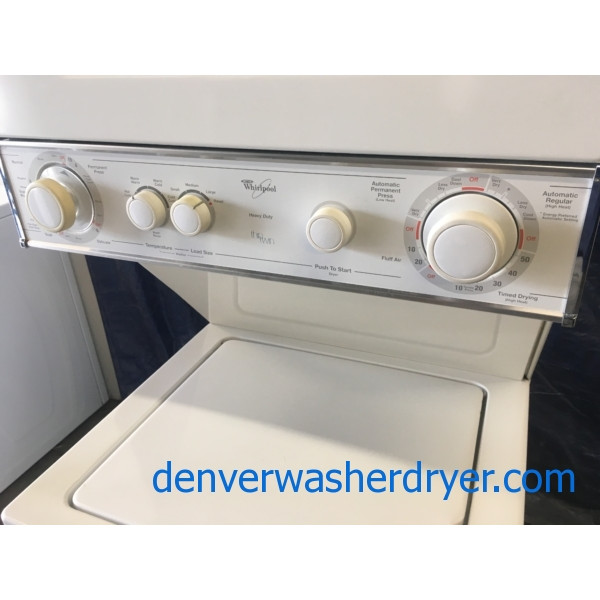 Quality Refurbished Whirlpool 24″ Thin-Twin Electric Laundry Center, 1-Year Warranty
